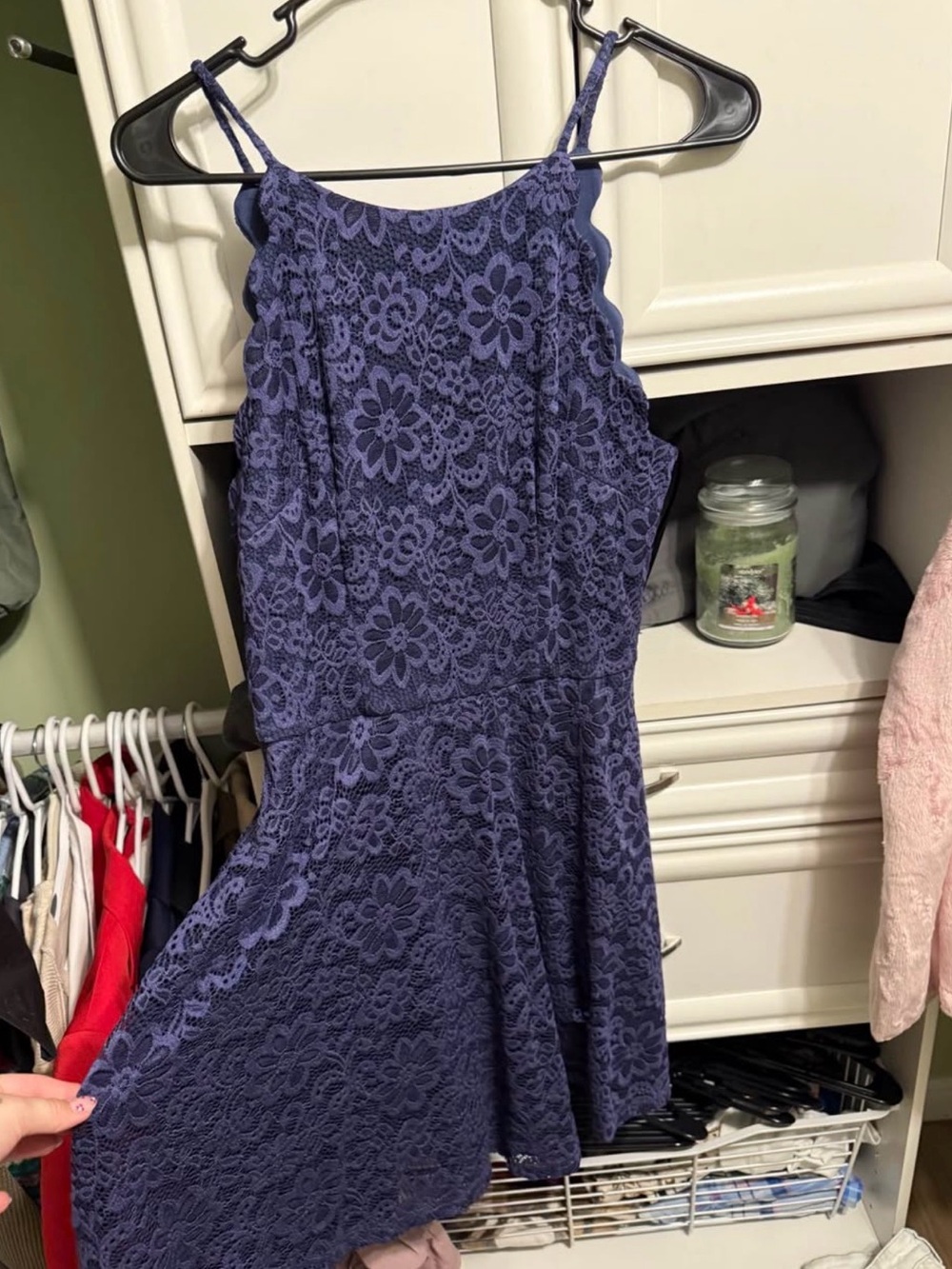 by & by Navy Floral Lace Mini Dress